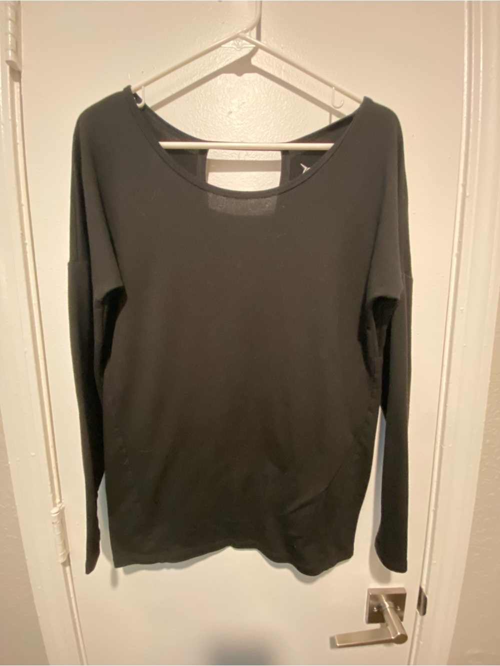Women's Black Long-Sleeve Scoop Neck Top